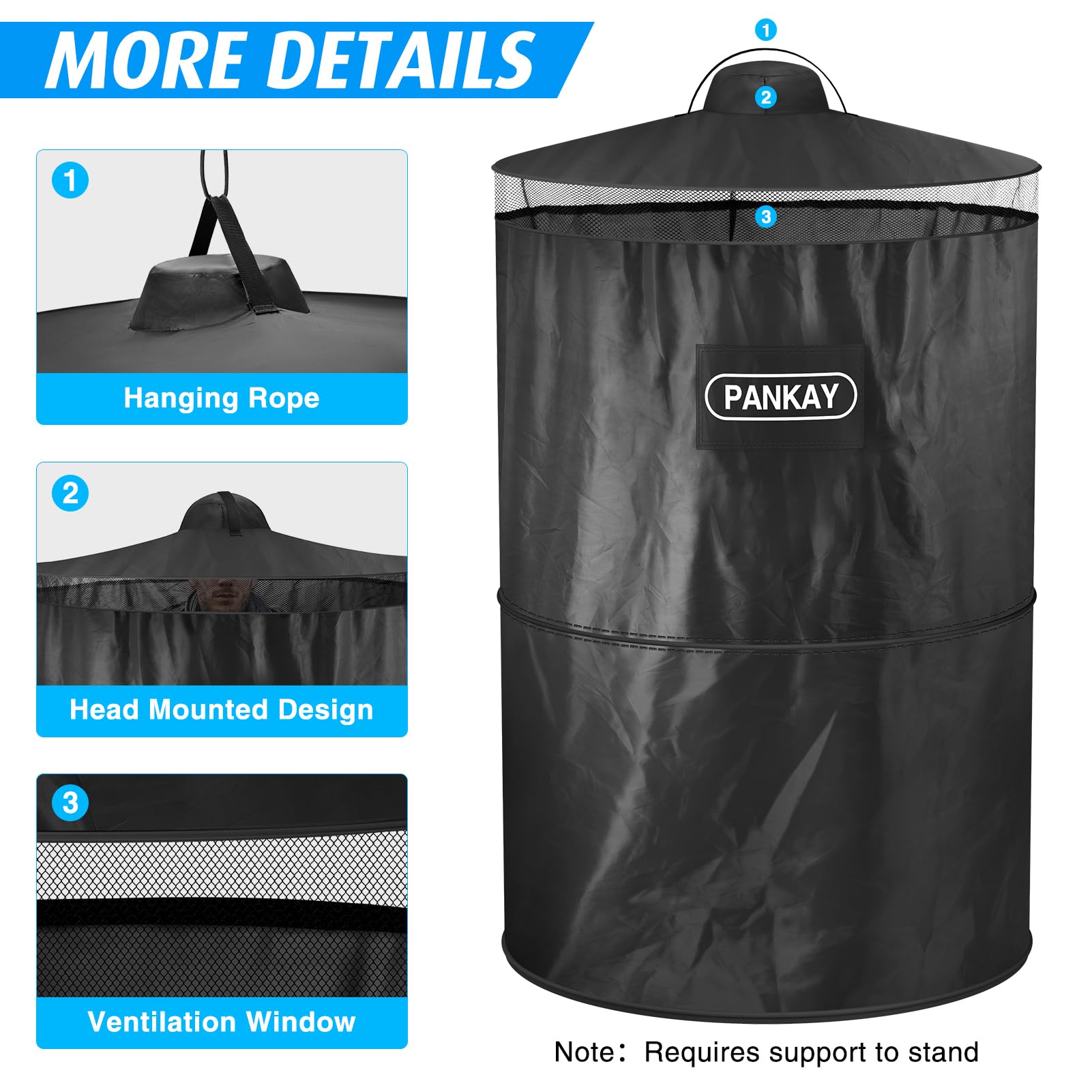 PANKAY Pop Up Privacy Tent, Portable Outdoor Camping Bathroom Toilet Tent, Collapsible Shelter for Camping & Emergency – Lightweight & Sturdy, Easy Set Up, Foldable - with Carry Bag