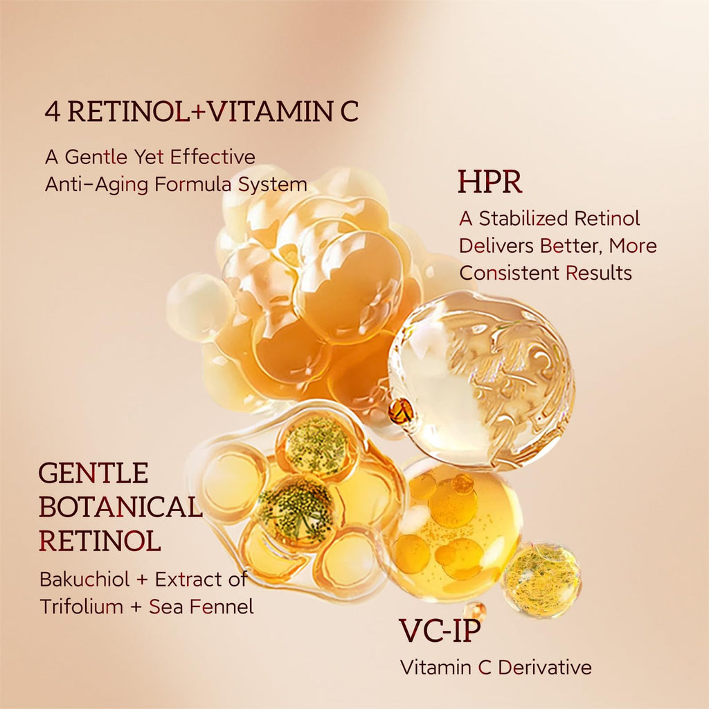 HKH Bakuchiol Retinol Serum For Face: 30 Capsules Anti-Aging Serum Sensitive Skin - SGS Tested Wrinkle Reduction in 4 Weeks - Night Repair Serum With Peptides & Plant-Based Retinol - Travel-Friendly