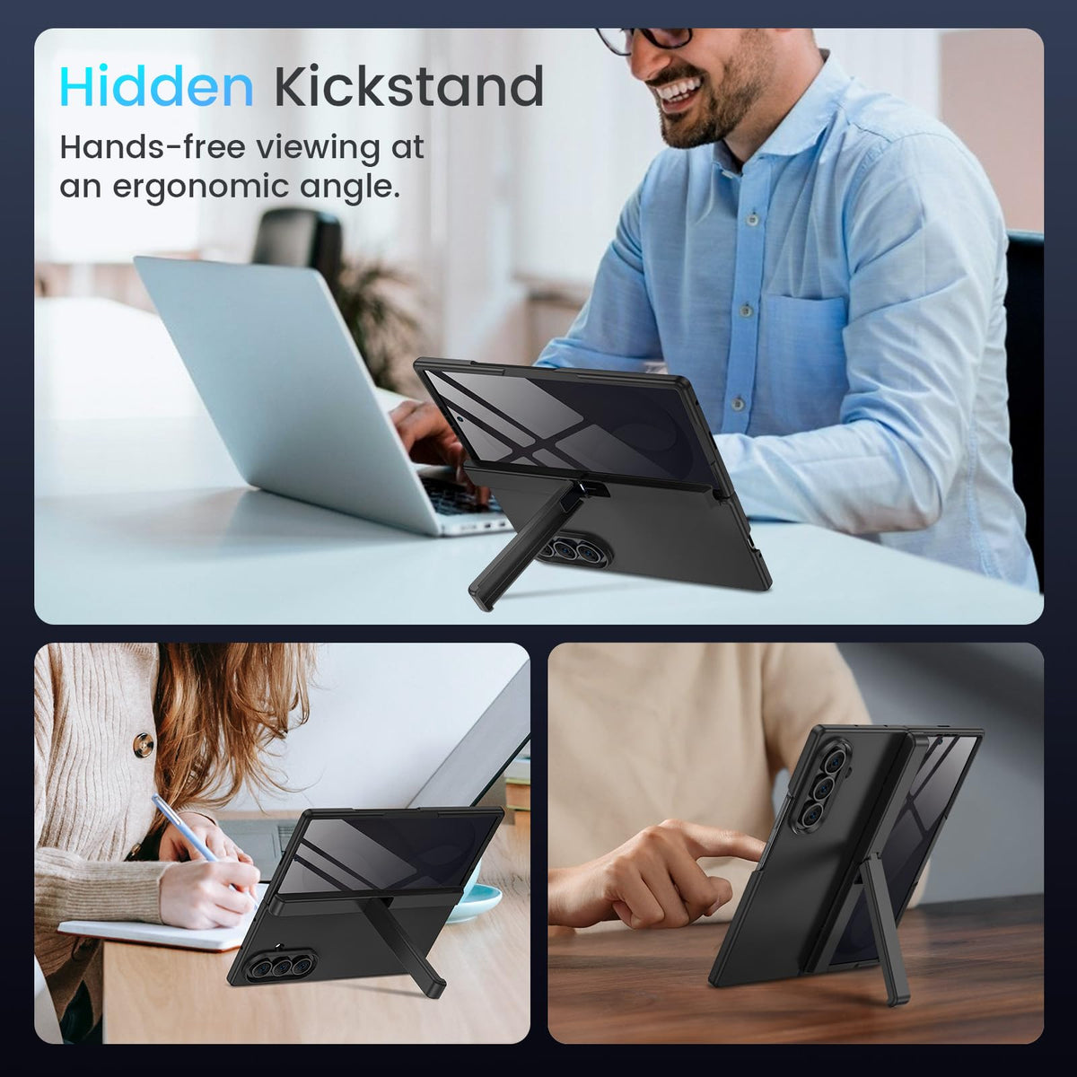 Magnetic for Samsung Galaxy Z Fold 8 Ultra Case with Hidden Kickstand Black