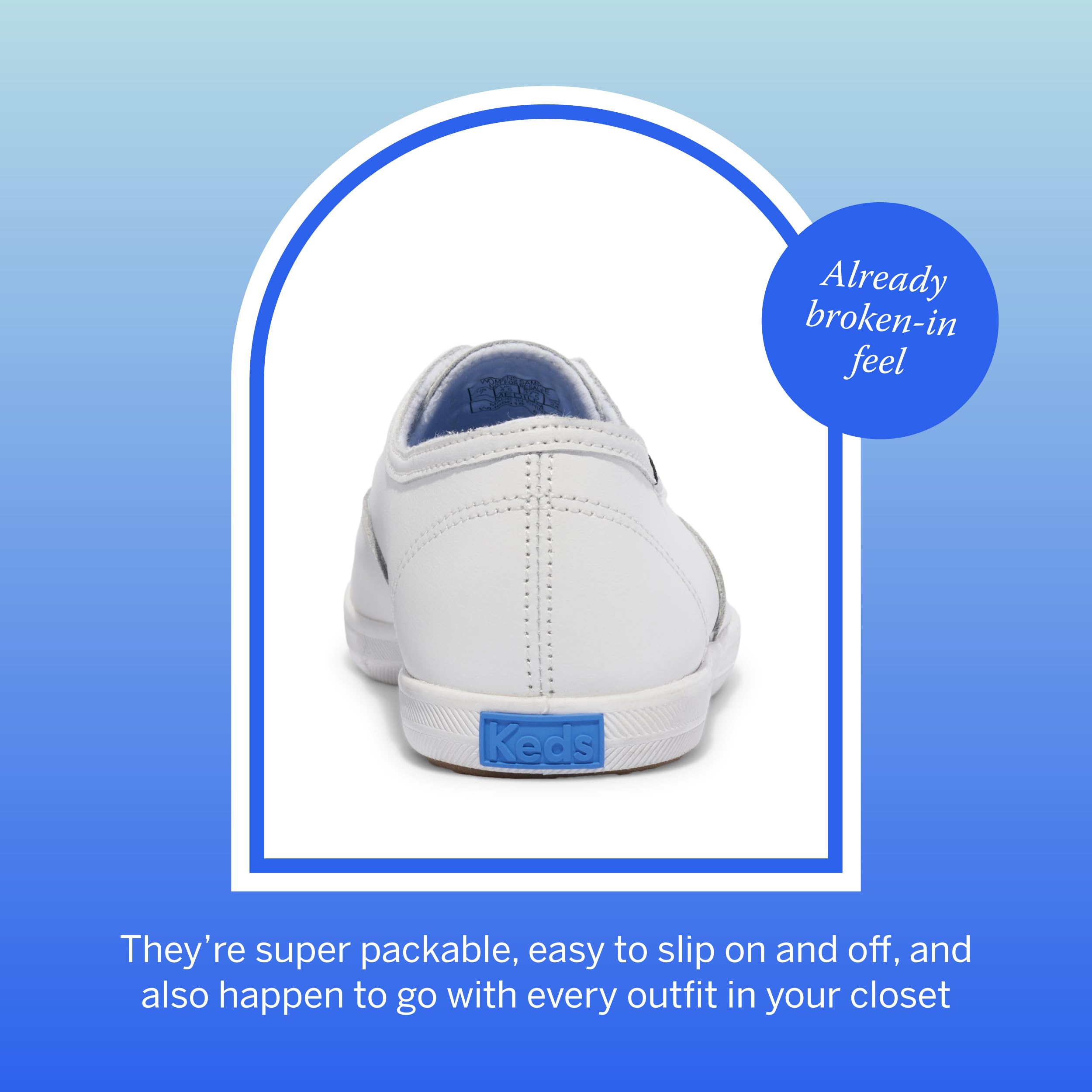 Keds Chillax Slip on, Sneaker Womens, White Leather, 7.5 Medium