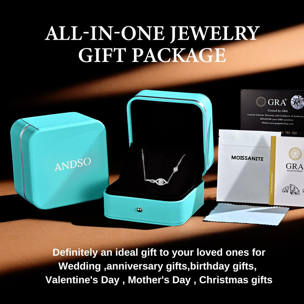 ANDSO Moissanite Infinity Bracelets for Women, 18K Gold Plated/ Rhodium Plating Bracelet, Adjustable Anniversary Birthday Mothers Day Christmas Valentines Jewelry Gifts for Wife Her Mom (White Gold Plating Round)