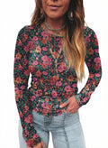Acelitt Womens Fashion 2026 Fall Floral Mesh Shirt Crew Neck Fall Long Sleeve T Shirts Sexy Sheer Mesh Blouse Top Tee T Shirts Red Large
