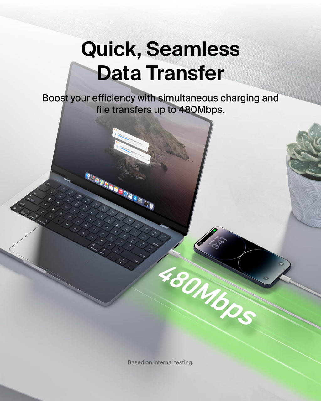 Belkin USB C Cable w/Lightning Connector, 6.6ft - Soft, Flexible Fast-Charging Cable, Lightning Charger Cord for iPhone 14 & Earlier Series, iPad 9th Gen, Airpods & More - White