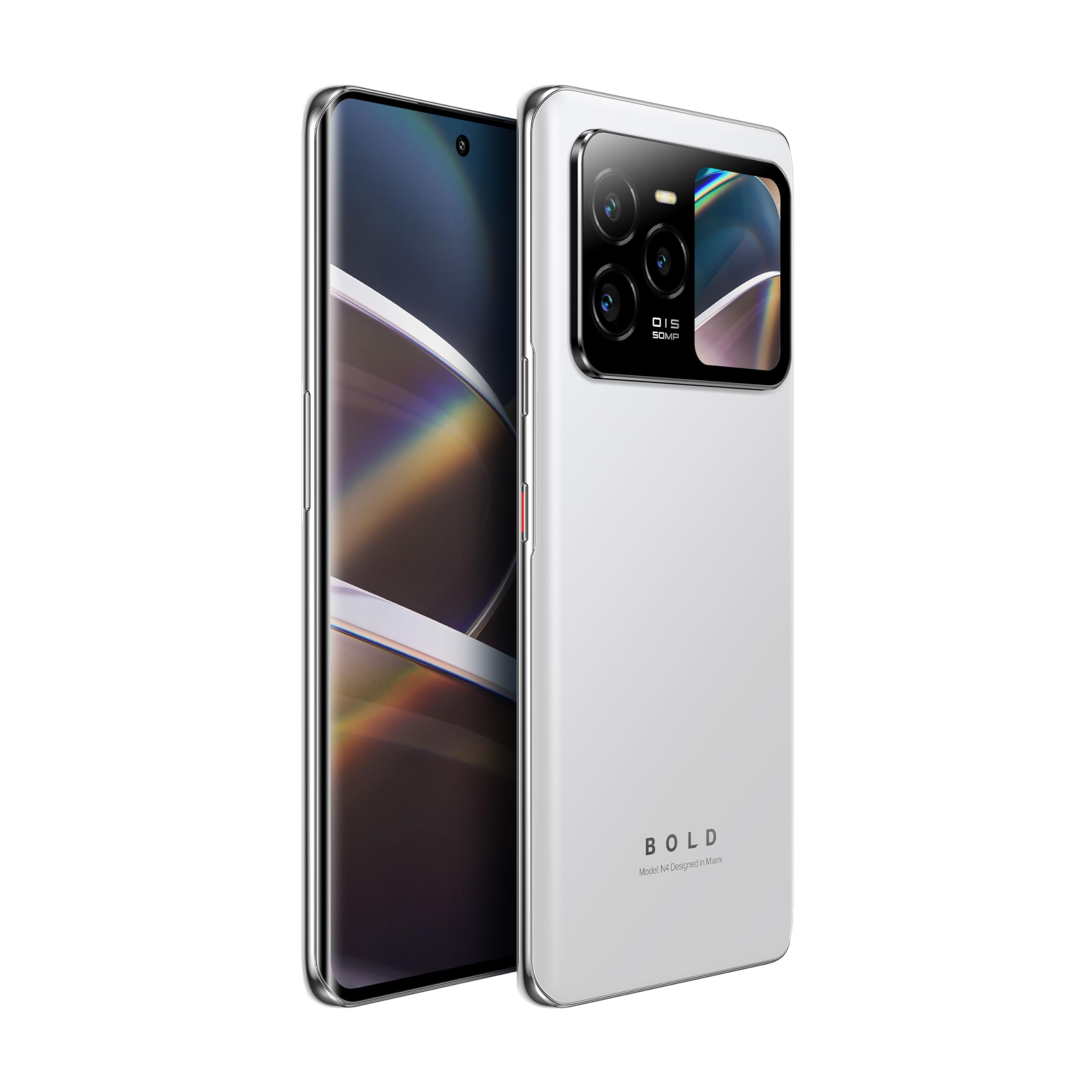 BLU Bold N4 5G | Unlocked | 6.78” Curved Display + 1.74” Rear Display | 50MP + 16MP Selfie | 512/8GB I NFC I Android 15 | US Version | US Warranty | White