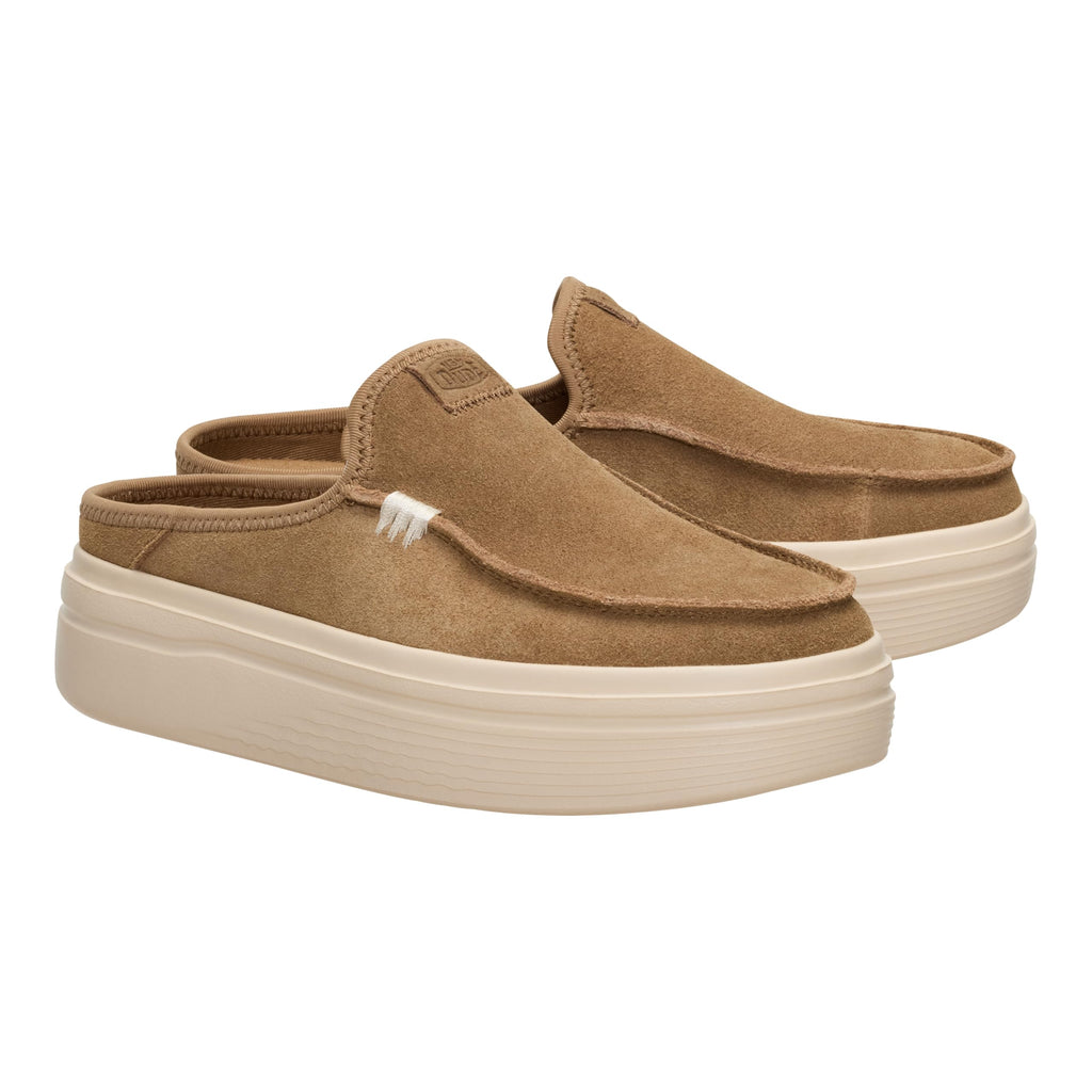 HEYDUDE Women's Austin Lift Platform Mule Light Brown Size 8 | Casual Slip-On Shoes | Lightweight, Comfortable, Stylish Everyday Footwear