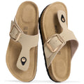 Project Cloud Genuine Leather Thong Sandals Women Water-Resistant Beach Essentials Womens Sandals - Flip Flops for Women Footwear Memory Foam Insole Womens Slides (MALAGA,BEIGLEA,7)