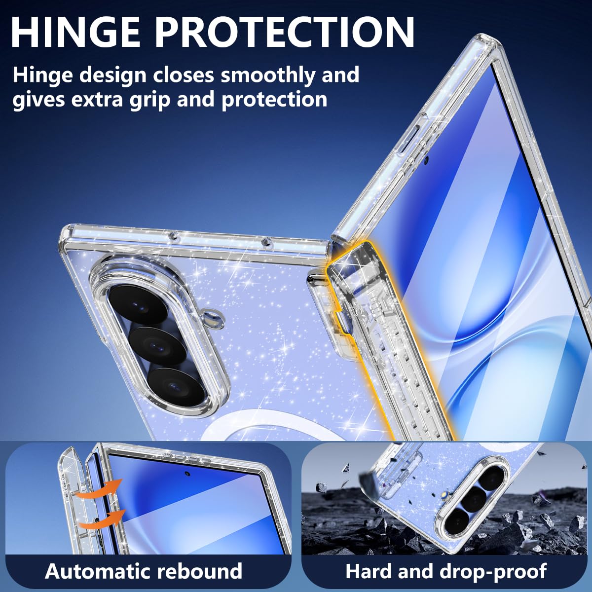 Shecaset for Galaxy Z Fold 8 Ultra Case,[Compatible with MagSafe][Built-in Screen Protector][Kickstand],Hard PC Hinge Protection Slim Fit Shockproof Case for Samsung Galaxy Z Fold 8 Ultra,All Glitter