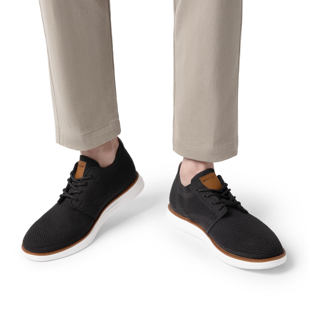 Bruno Marc Men's KnitFlex Breeze Mesh Sneakers Oxfords Lace-Up Lightweight Casual Walking Shoes,Size 10.5,Black,GRAND-01