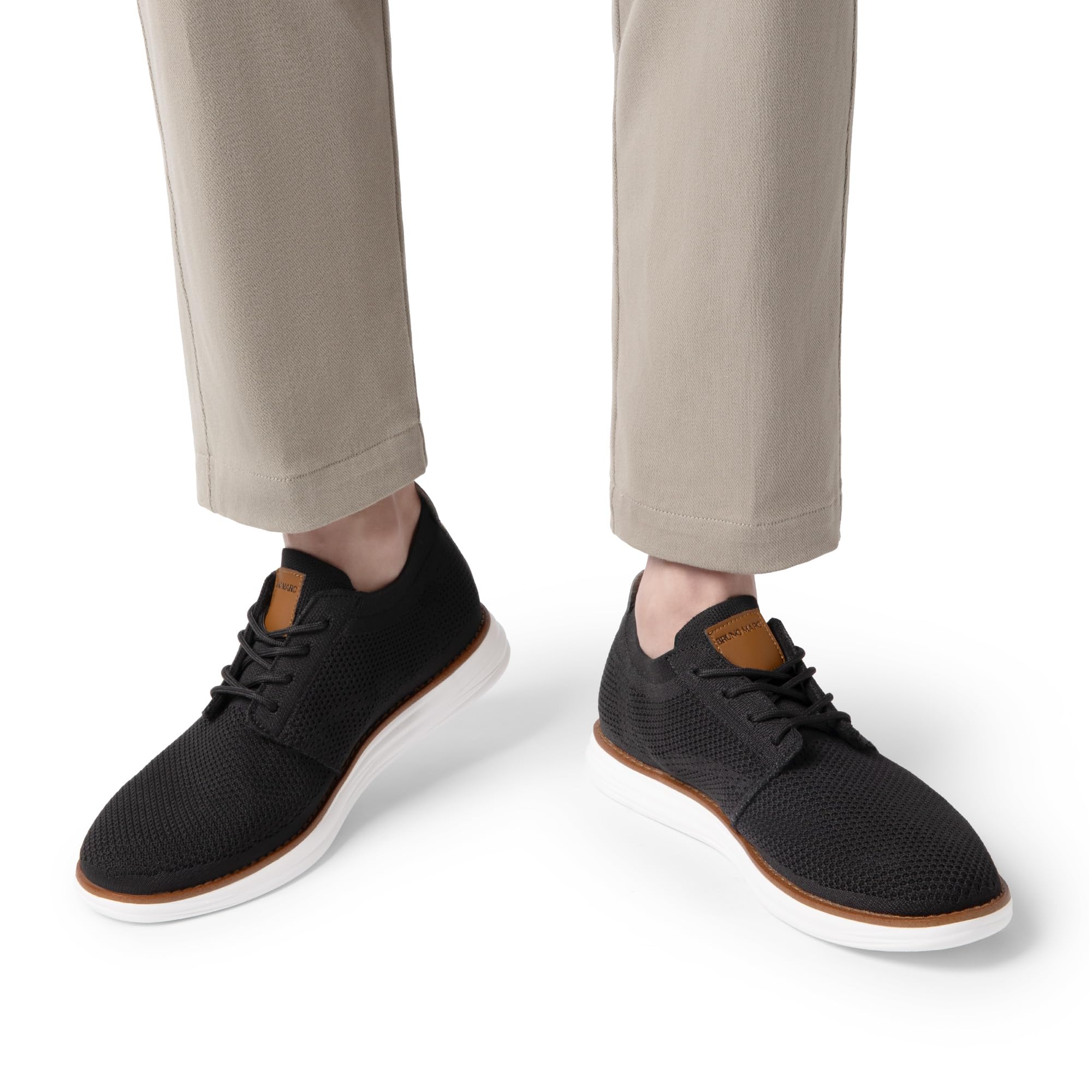 Bruno Marc Men's KnitFlex Breeze Mesh Sneakers Oxfords Lace-Up Lightweight Casual Walking Shoes,Size 10.5,Black,GRAND-01