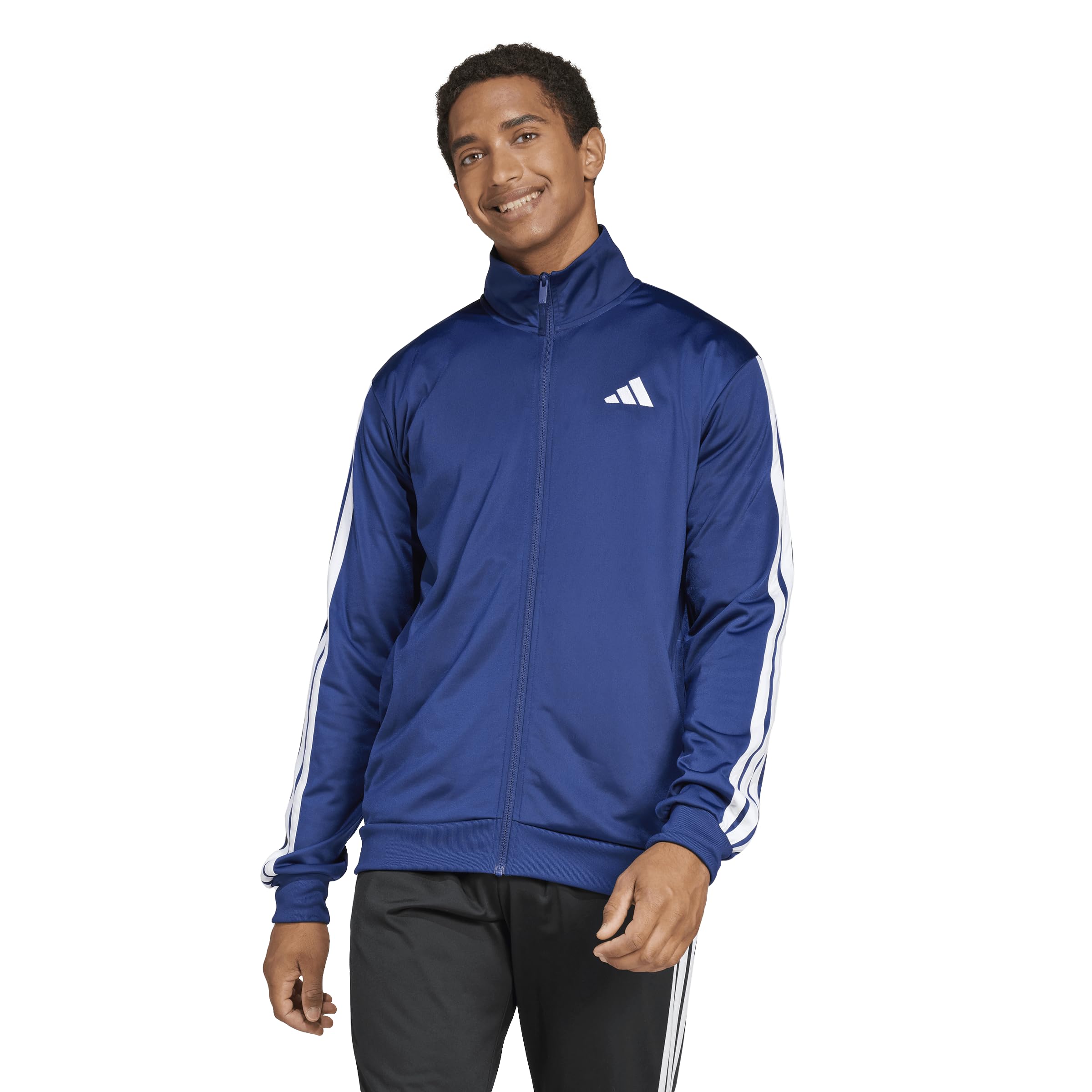 adidas Men's 3-Stripes Tricot Regular Sportswear Track Top, Dark Blue, Medium/Tall