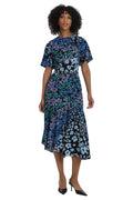 Maggy London Women's Dresses Short Flutter Sleeve Fit and Flare Dress with Asymmetric Hem Tier