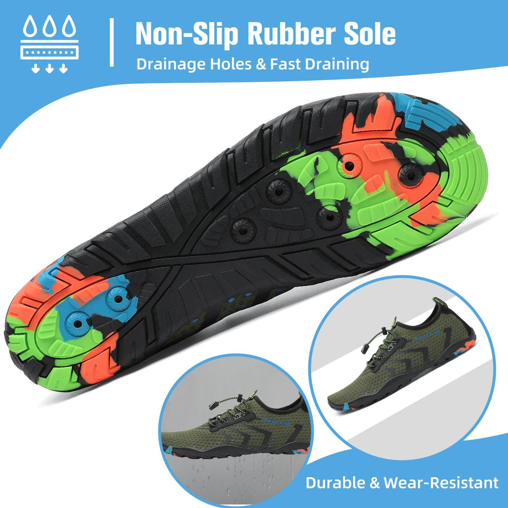 Mishansha Water Shoes for Women Men, Quick-Dry Barefoot Swim Shoes with Drainage Holes, Lightweight Aqua Shoe for Beach Pool River Boating Yoga Walking 12.5 Women/11 Men Fern Green