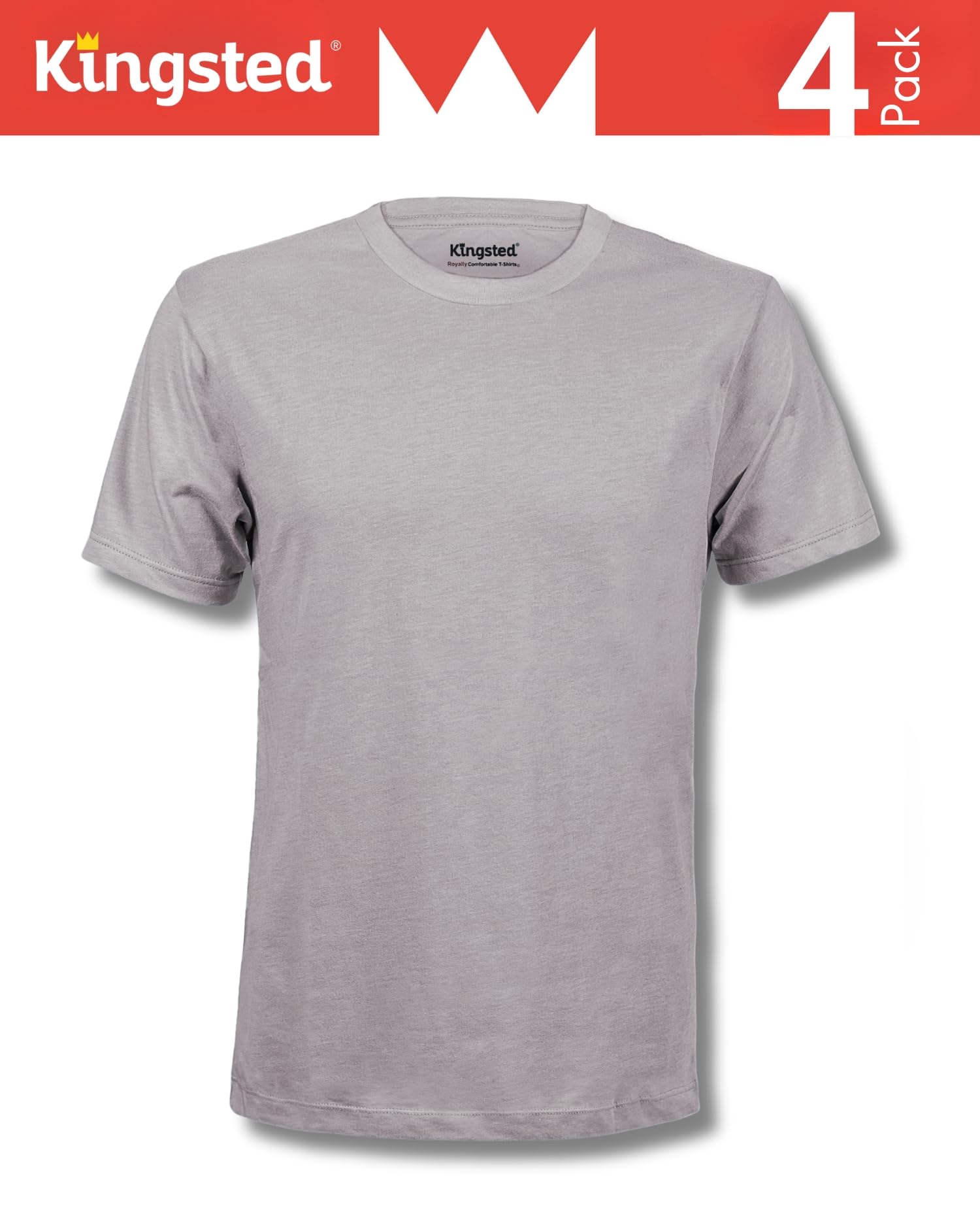 Kingsted Men's T-Shirts Pack - Royally Comfortable - Super Soft Cotton Blend - Short Sleeve Tagless Crewneck - Plain Colored Classic Tees (4 Pack, Favorites, Large)
