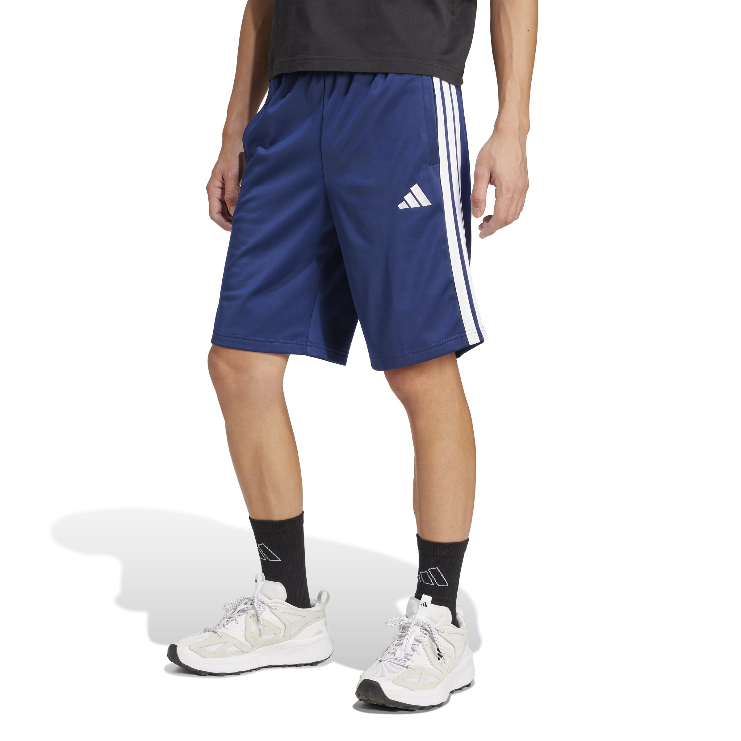 Adidas Men's 3-Stripes Tricot Regular Fit Sportswear Shorts, Dark Blue, X-Large