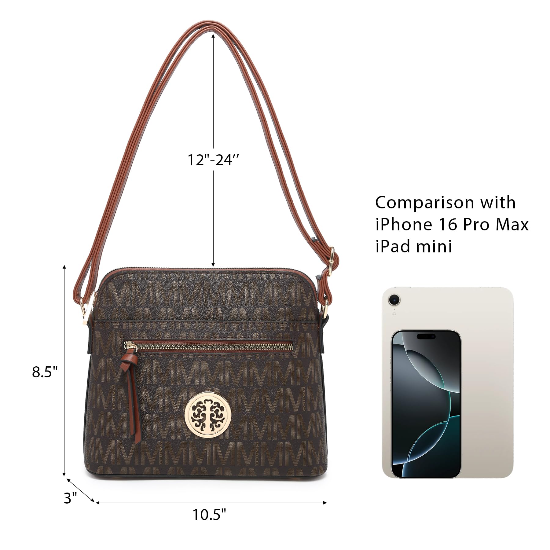 MKP COLLECTION Womens Fashion Crossbody Bag Medium Shoulder Purse with Adjustable Strap Multi Pockets for Travel Daily Use
