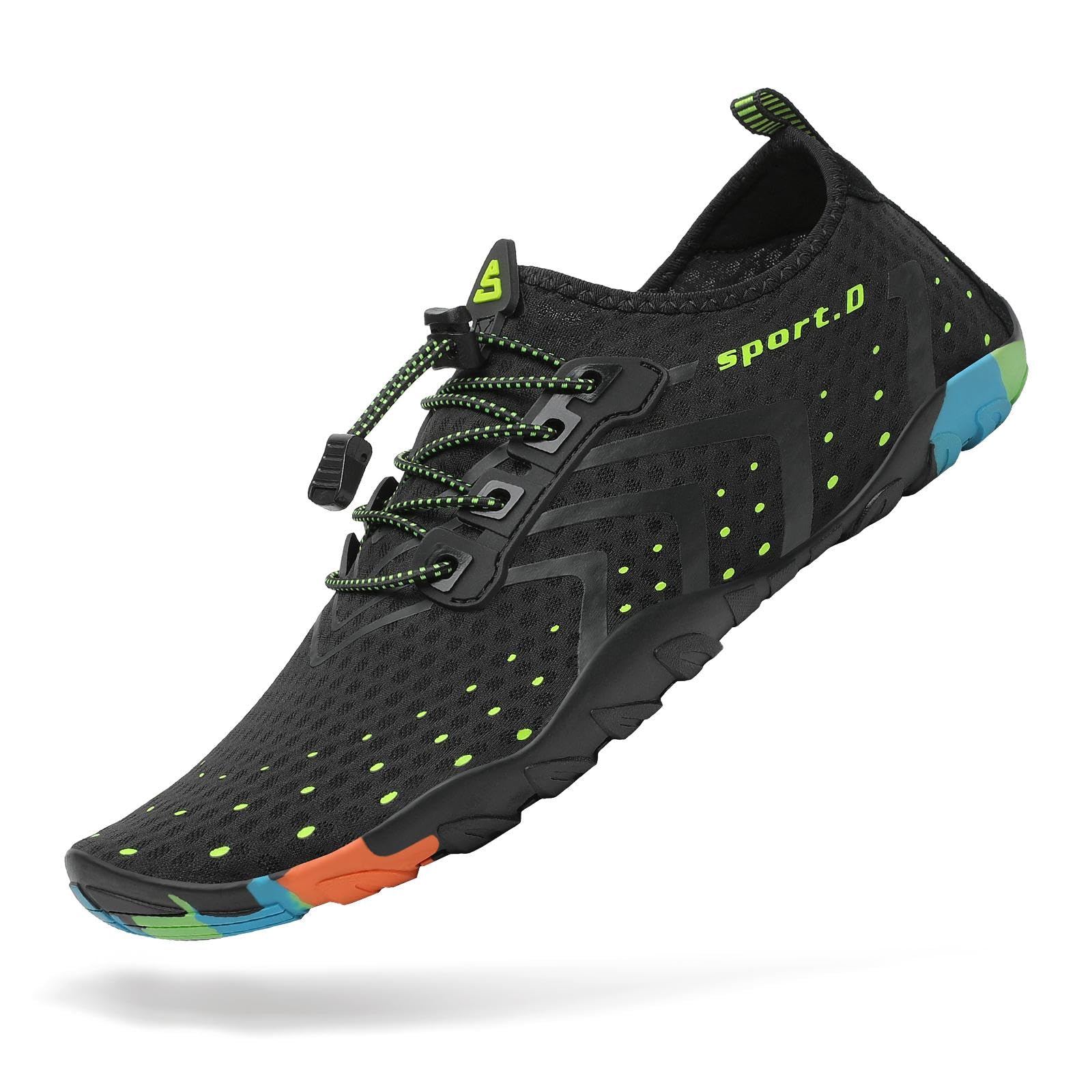 Mishansha Water Shoes for Women Men, Quick-Dry Barefoot Swim Shoes with Drainage Holes, Lightweight Aqua Shoe for Beach Pool River Boating Yoga Walking 7 Women/6 Men Carbon Black