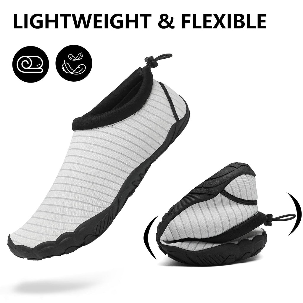 Mishansha Womens Mens Water Shoes Wide Toe Box Swim Beach Barefoot Shoes Quick Dry Non Slip Pale Grey 10 Women/8 Men