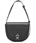 Calvin Klein Crisell Organizational Saddle Crossbody, Black/Silver, One Size