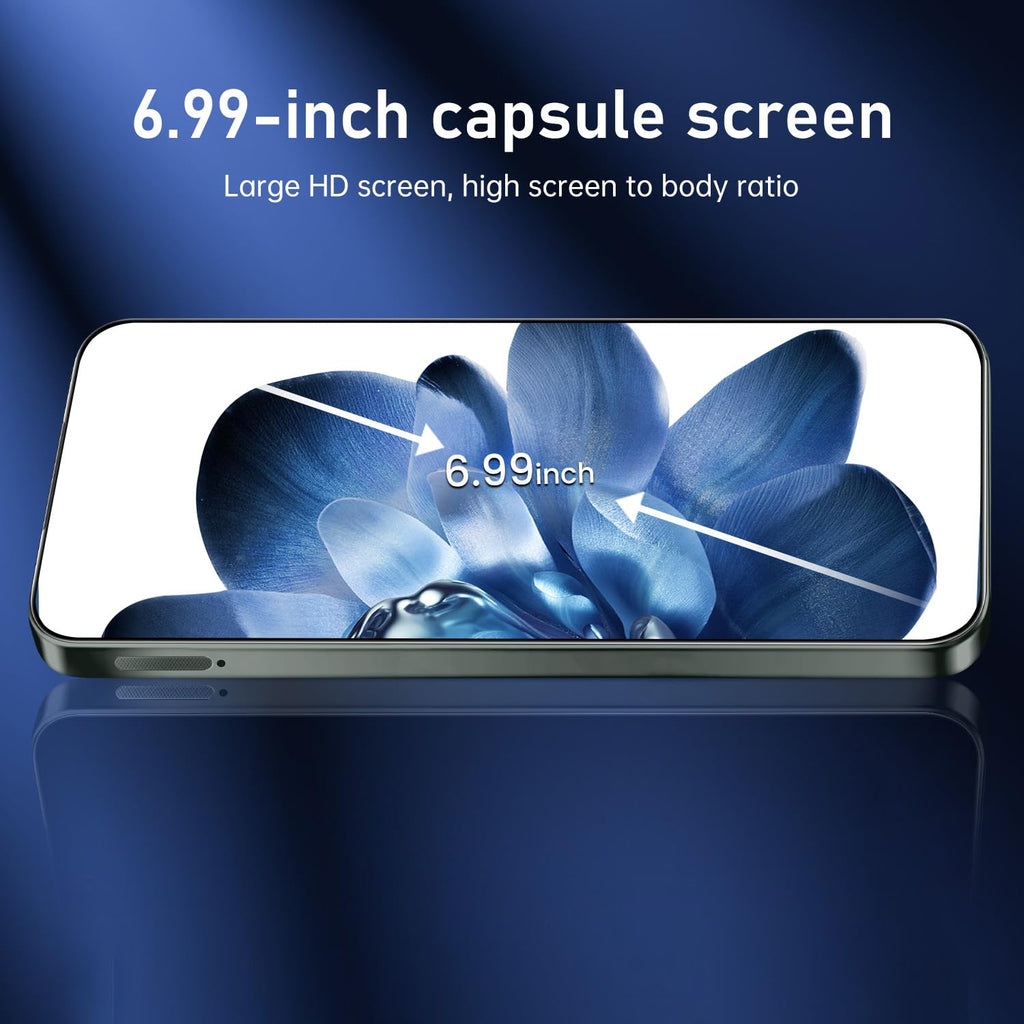 OEJBK 16PM Smartphone New Upgrade 16GB+512GB/6.99" Display 68+108MP Zoom Camera,Tempered Glass Finish, 7000mAh Android 14 Smartphone (Deep Green)