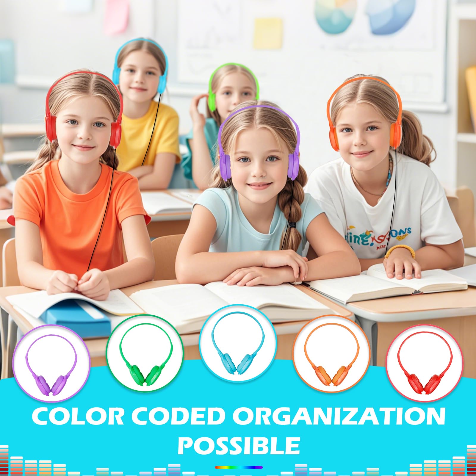 MENGLALA Classroom Headphones Bulk 15 Pack for School Kids,Wholesale Earphones Class Set of Headphones for Students Children Teens Multi Color