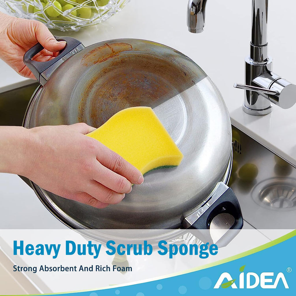 AIDEA Sponges Kitchen, 50 Pack Heavy Duty Dish Sponge, Cleaning Dish Scrubber for Home and Kitchen, Stink-Free Cleaning Supplies for Pots, Pans