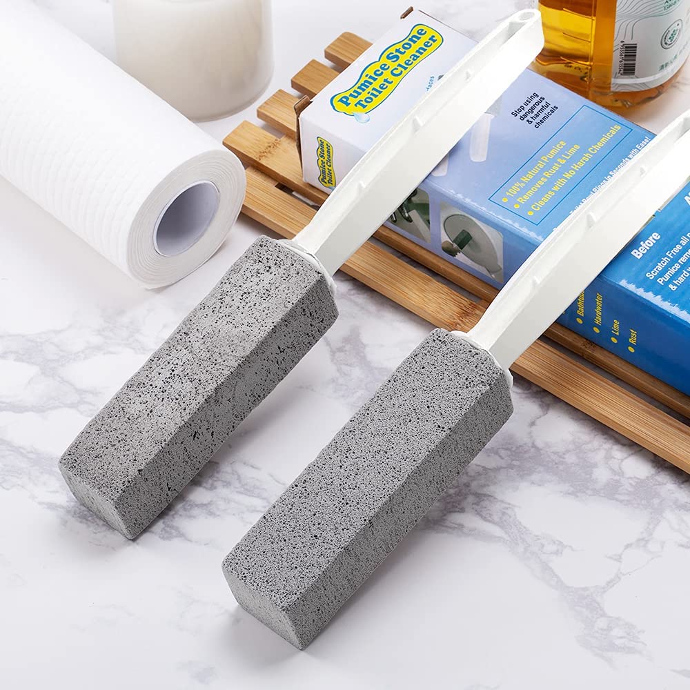 Kadden 2 Pack Toilet Cleaner Hard Water Build up Remover with Ergonomic Handle, Pumice Stone Cleanning Tool Stain Hard Water Ring Cleaner for Toilet, Pool, Bathroom, Sink