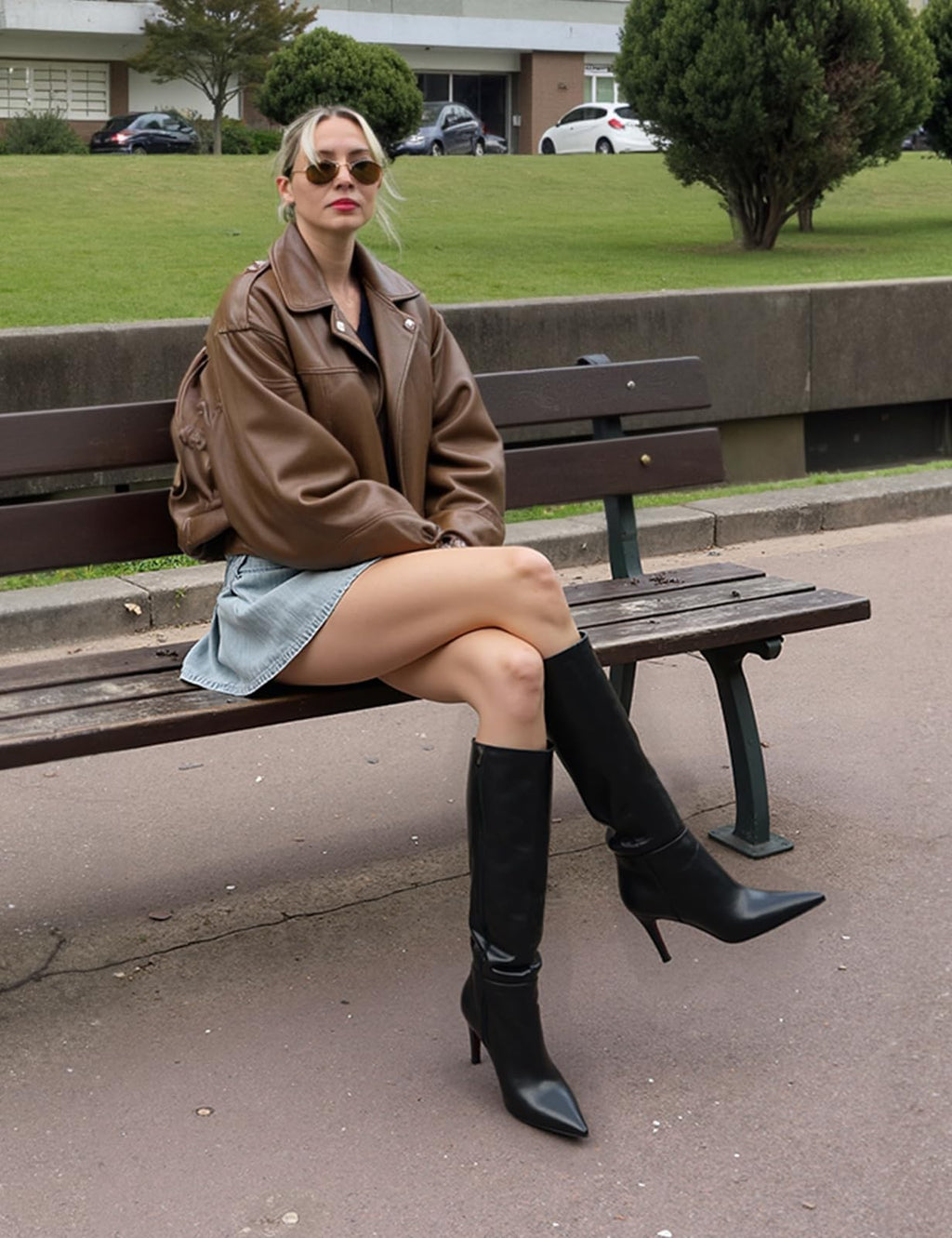 Easyfox Knee High Black Boots Women Pointed Toe Tall Boots Stiletto Heels Long Black Fall Boots Side Zipper Size 8