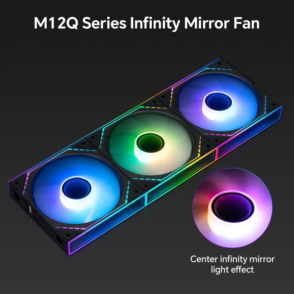 Thermalright TL-M12Q-S X3 120mm PC Case Fans, 2000RPM High Airflow, ARGB Daisy-Chain, Infinity-Mirror Lighting, 3-Pack