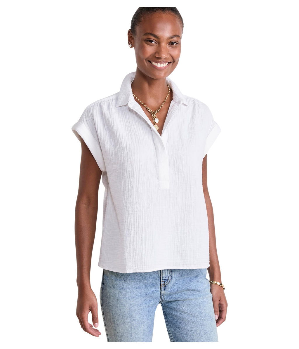 vineyard vines Margo Gauze Top, White, S