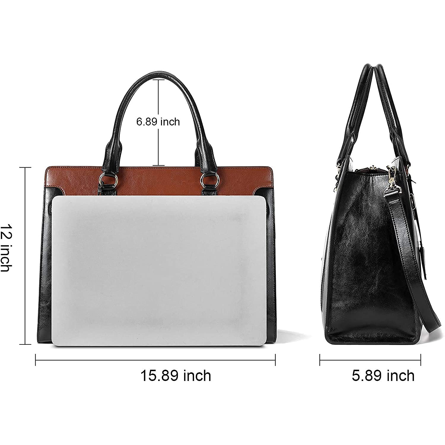 BOSTANTEN Briefcase for Women Laptop Bag for Women 15.6 Inch Computer Bag Leather Tote Designer Work Purse Stylish