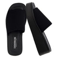 CUSHIONAIRE Pim Wedge Chunky Platform Womens Sandals with Firm Knit Upper & Memory Foam Summer Sandals for Women 2026, BLACK 8.5