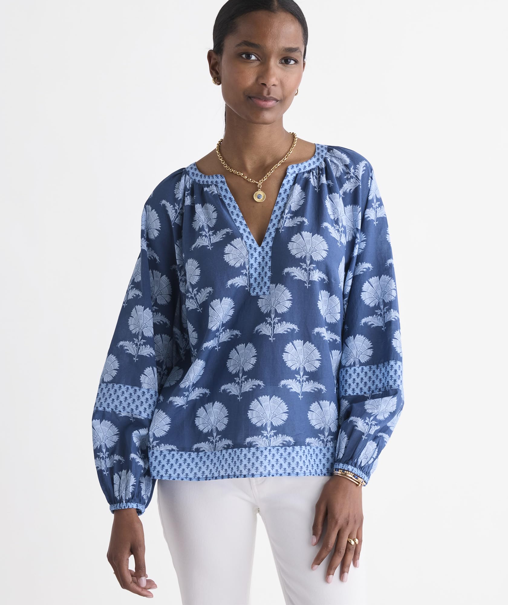 vineyard vines Emilia Top, Quinn Floral Moon, XL