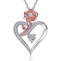 EleShow Moissanite Necklace for Women, Sterling Silver Rose Heart Pendant Necklace, Romantic & Ideal Jewelry Gift for Her on Birthday, Anniversary, Mothers Day