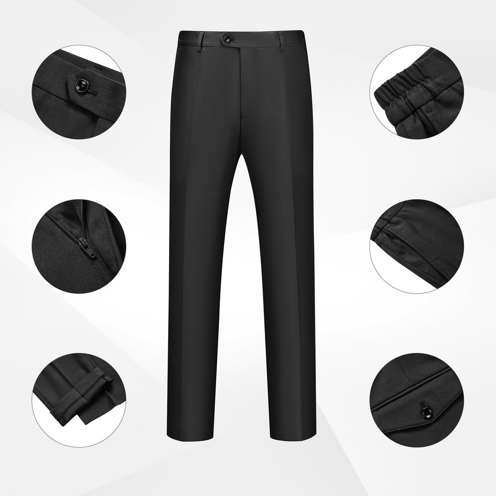 WULFUL Men's 2 Piece Slim Fit Suit Set One Button Blazer Jacket Pants Tuxedo Set for Party, Wedding and Business Black