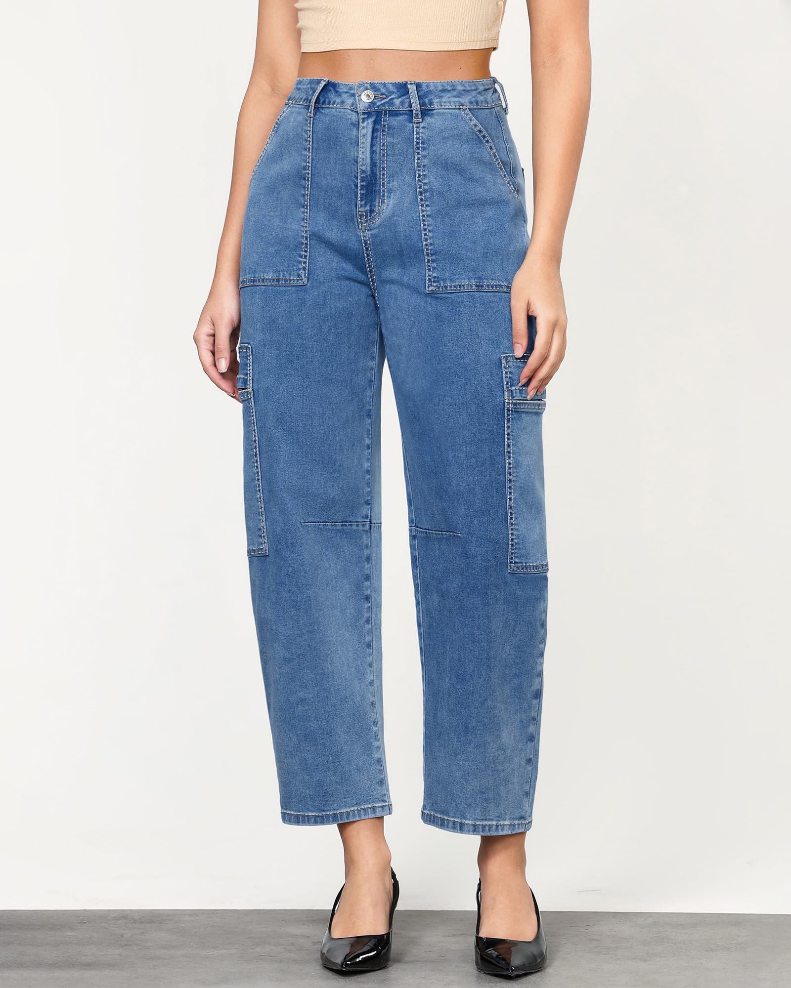 GRAPENT High Waisted Jeans for Women Womens High Waisted Jeans Wide Leg Cropped Jeans 2025 Womens Ankle Jeans Womens 90S Jeans Jeans for Women Color Fresh Blue Medium Size 8 to 10