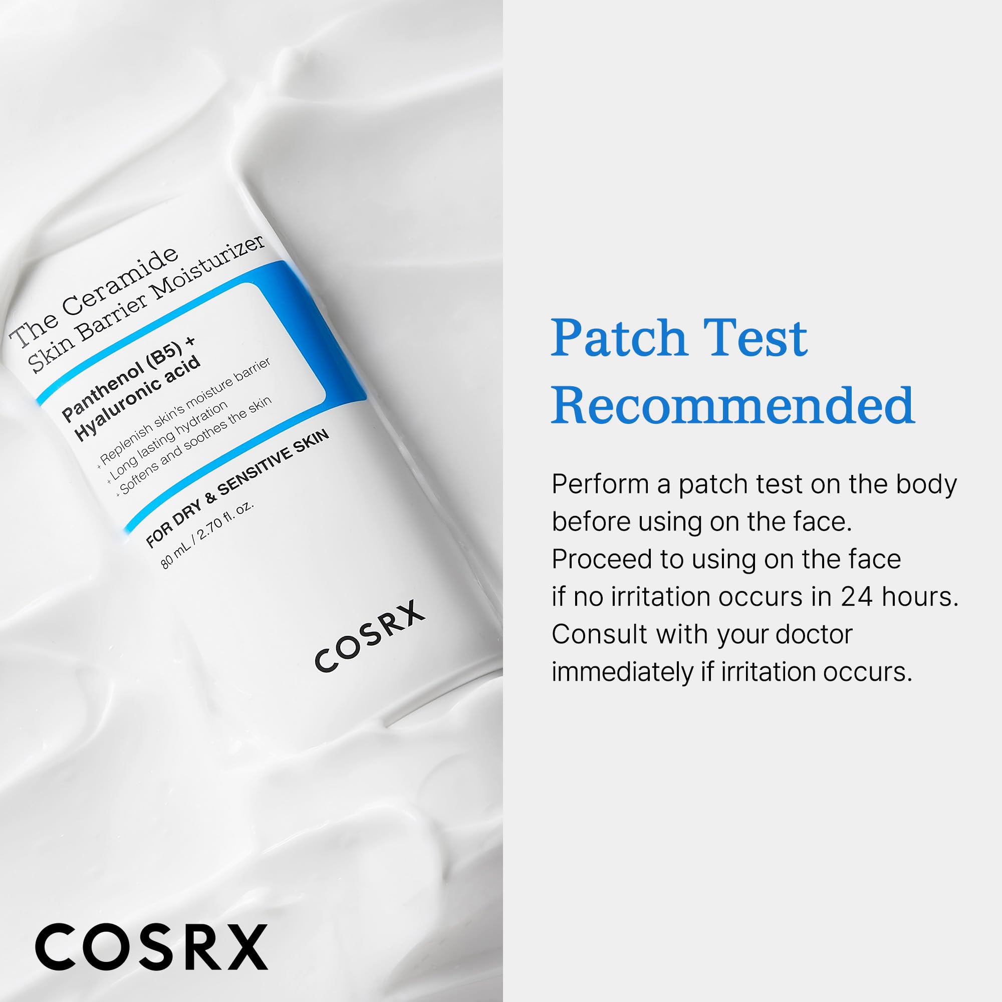COSRX Ceramide Skin Barrier Moisturizer for Face with 7 Ceramides, Hyaluronic Acid & Panthenol for All Skin Types, 2.7 fl.oz, Korean Skin Care