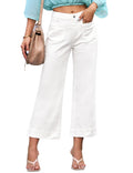 luvamia Wide Leg Jeans for Women Trendy High Waisted Flare Jeans Cropped Denim Pants Stretchy Baggy with Patch Pockets Womens Stretch Jeans Wide Legged Jeans for Women Off White Size 12 Size 14