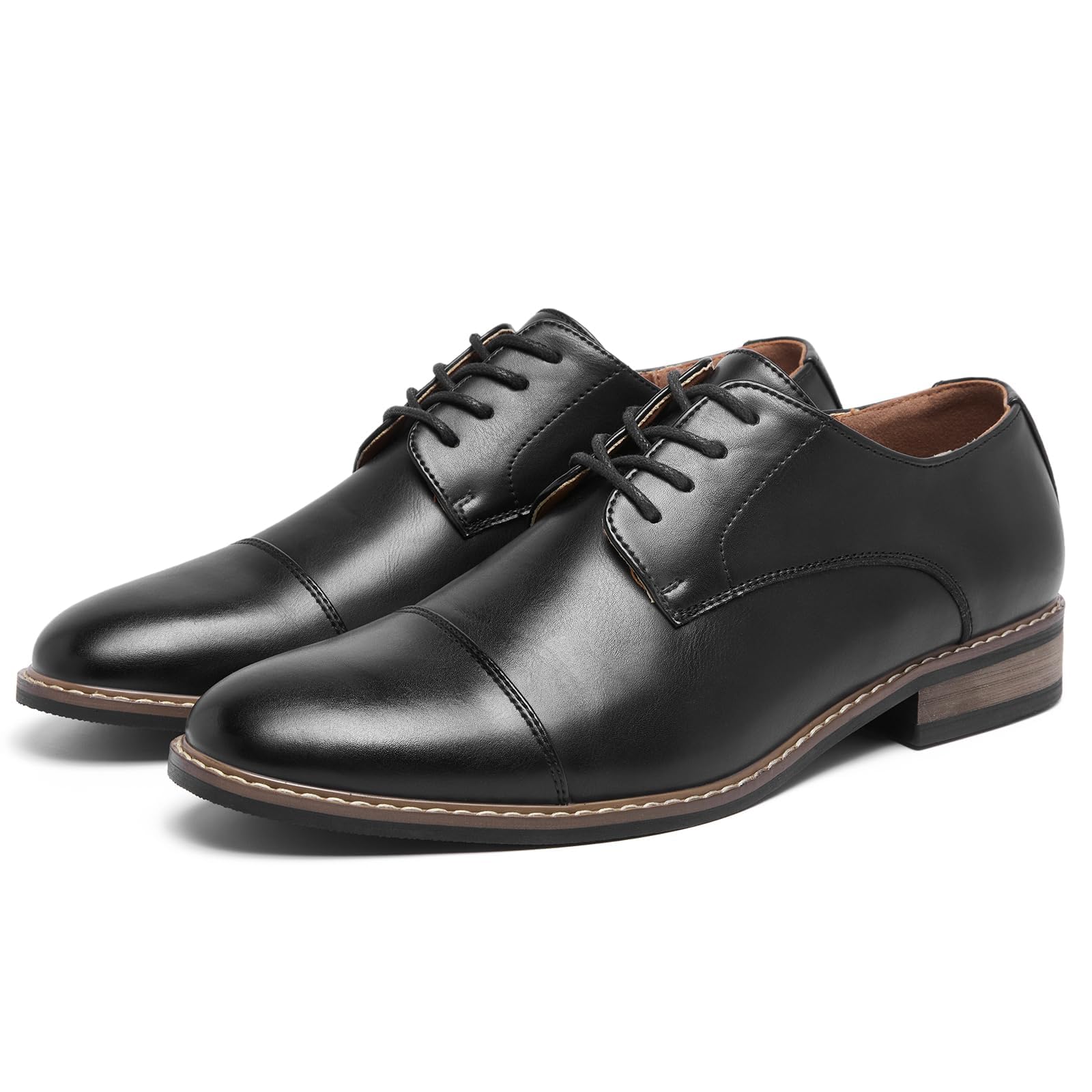 SILENTCARE Men's Oxford Black Dress Shoes Formal Business Comfortable Classic Wingtip Lace Up Shoes