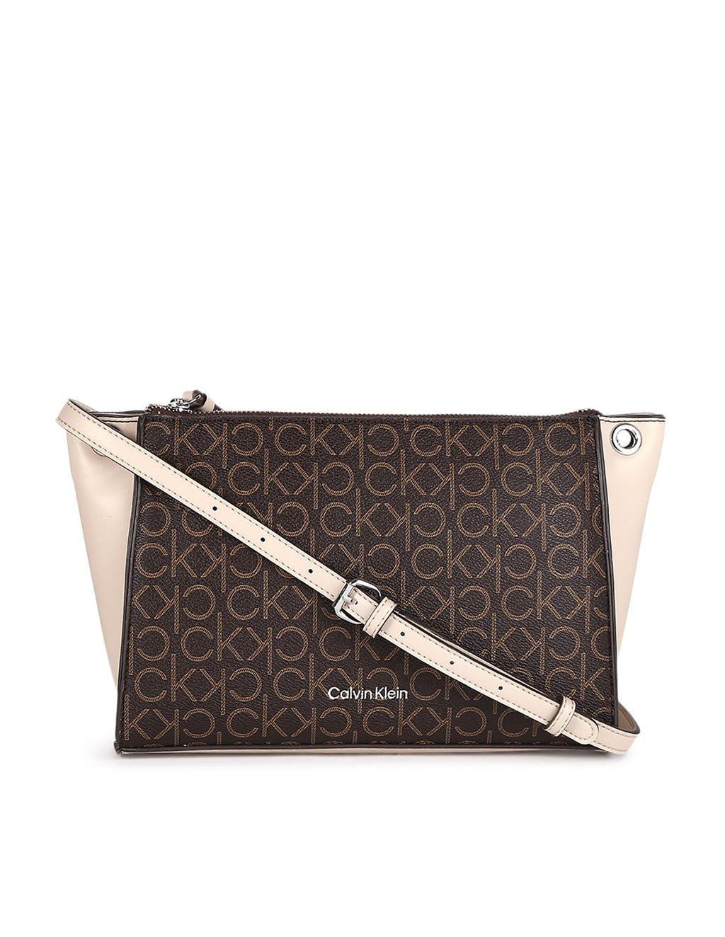Calvin Klein Reyna Crossbody, Brown/Khaki/Mushroom Logo