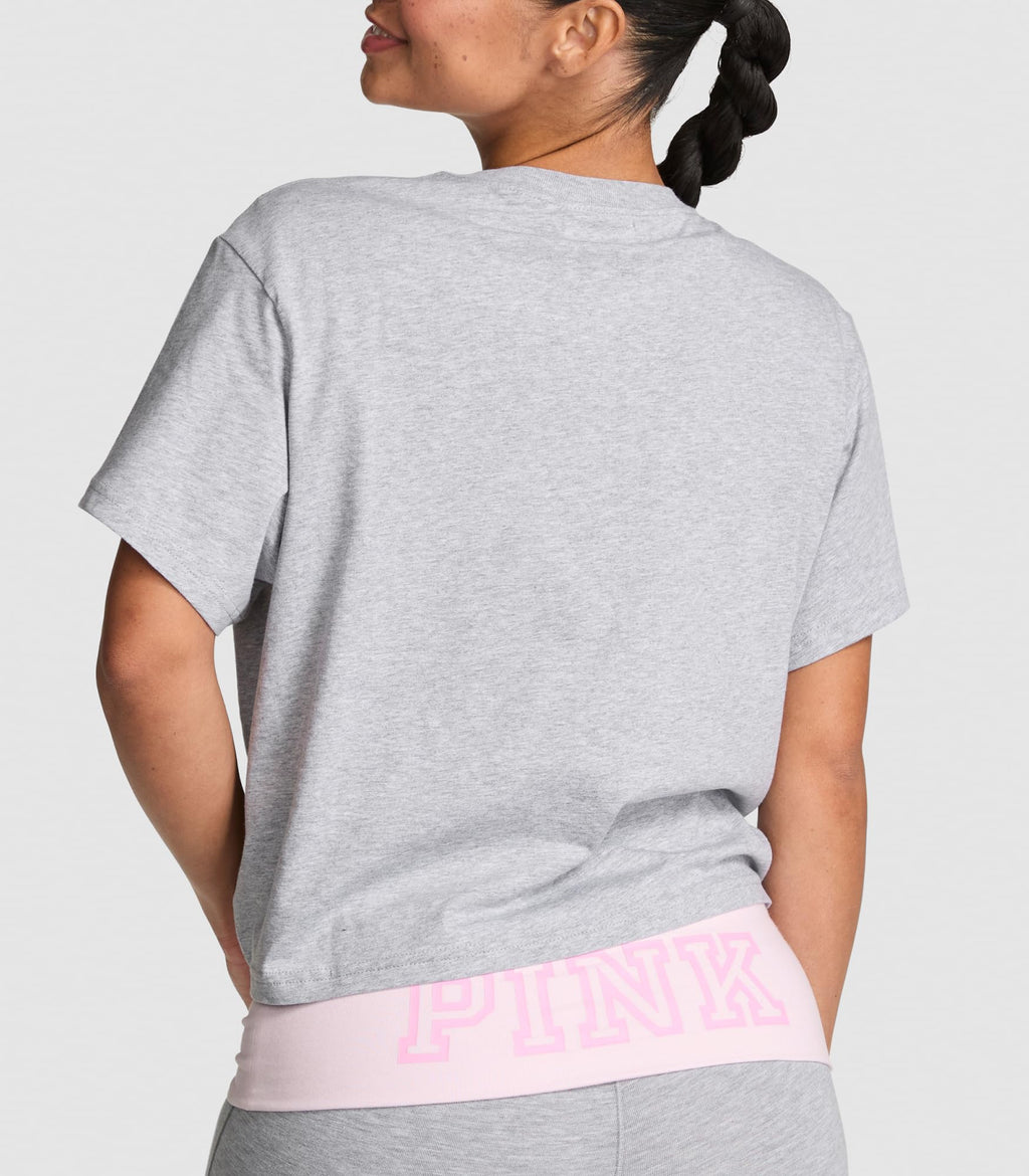 Victoria's Secret PINK | Elle Campus Cotton™ Cropped Tee, Medium Heather Grey, M