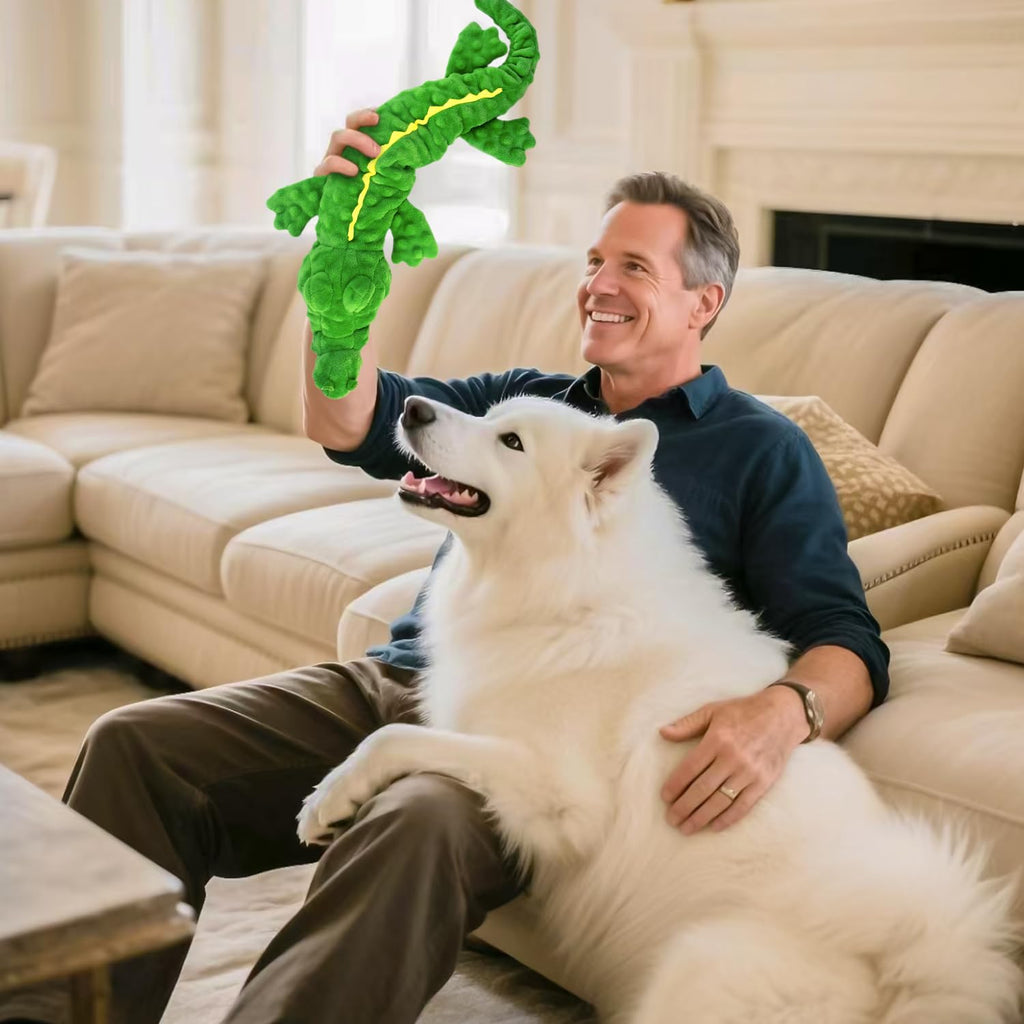 LSSYYQQ Dog Toys,Interactive Stuffed Squeaky Animal Crinkle Plush Toy for Small, Middle, Large Dogs, Interactive Dog Toy to Keep Them Busy,Large Dog Toys for Tug of War Game,Crocodile