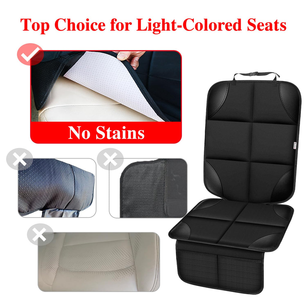 Meolsaek Car Seat Protector for Child Car Seat, Durable 600D Fabric Waterproof Car Seat Cover with Thick Pad Non-Slip Backing，No Imprints (Black 2pcs)