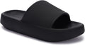 Joomra Shower Slippers for Women Mens Foam Pillow House Shower Bath Bathroom Puffy Home Platform Sandals Cushion Slides for Ladies Female Size Male Sandles Black 39-40