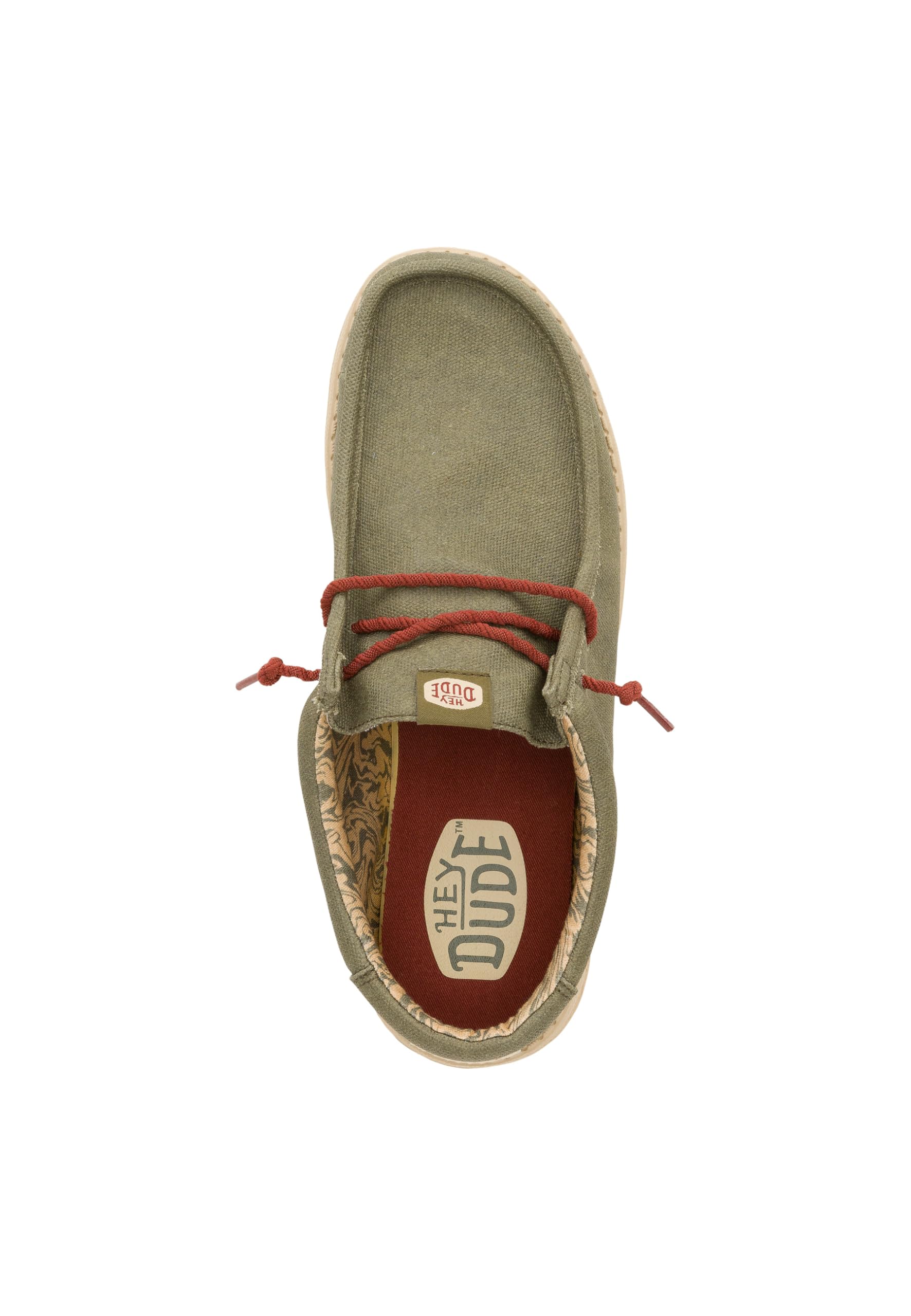 HEYDUDE Men's Wally Waxed Canvas Sneaker Olive