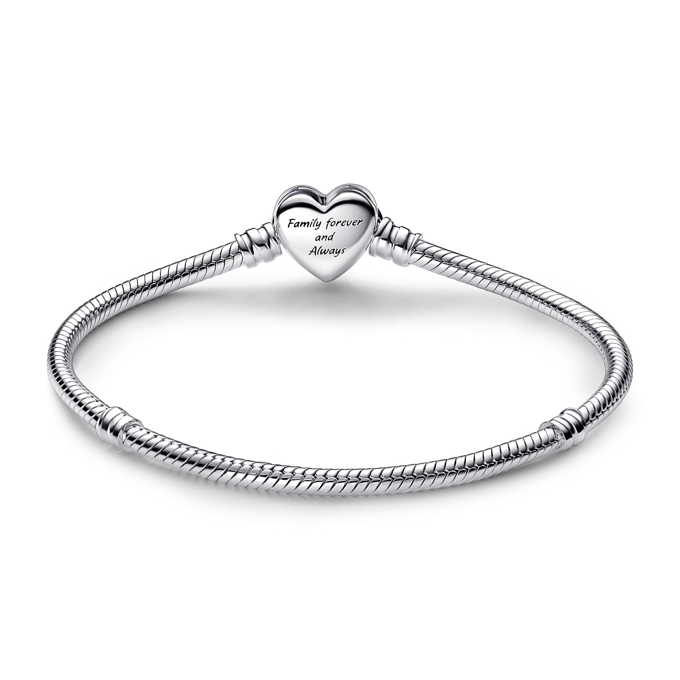 PANDORA Moments Sparkling Infinity Heart Clasp Snake Chain Bracelet - Compatible with PANDORA Moments Charms - CZ & Sterling Silver Charm Bracelet - No Gift Box - 7.5"