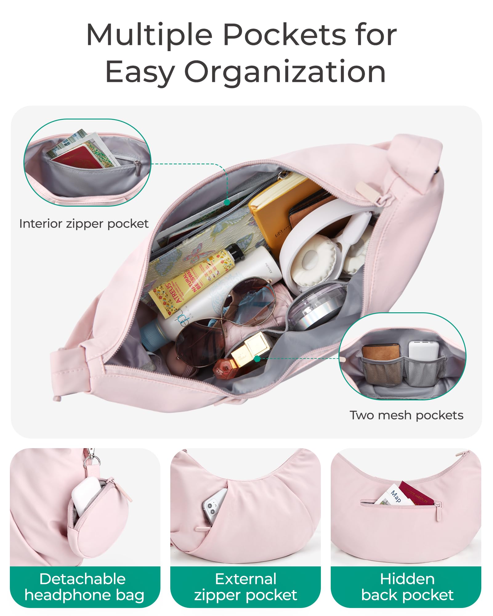 BAGSMART Lightweight Crossbody Bags for Women, Quilted Puffer Shoulder HandBags with Adjustable Strap for Travel