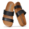 Project Cloud Sandals for Women - Eco Crafted Leather Two-Strap Womens Sandals - Plush & Soft Insole Slides for Women - Non Slip Outsole Slides Summer Outfits 2026 (HILLTOP, BLK, 8.5)