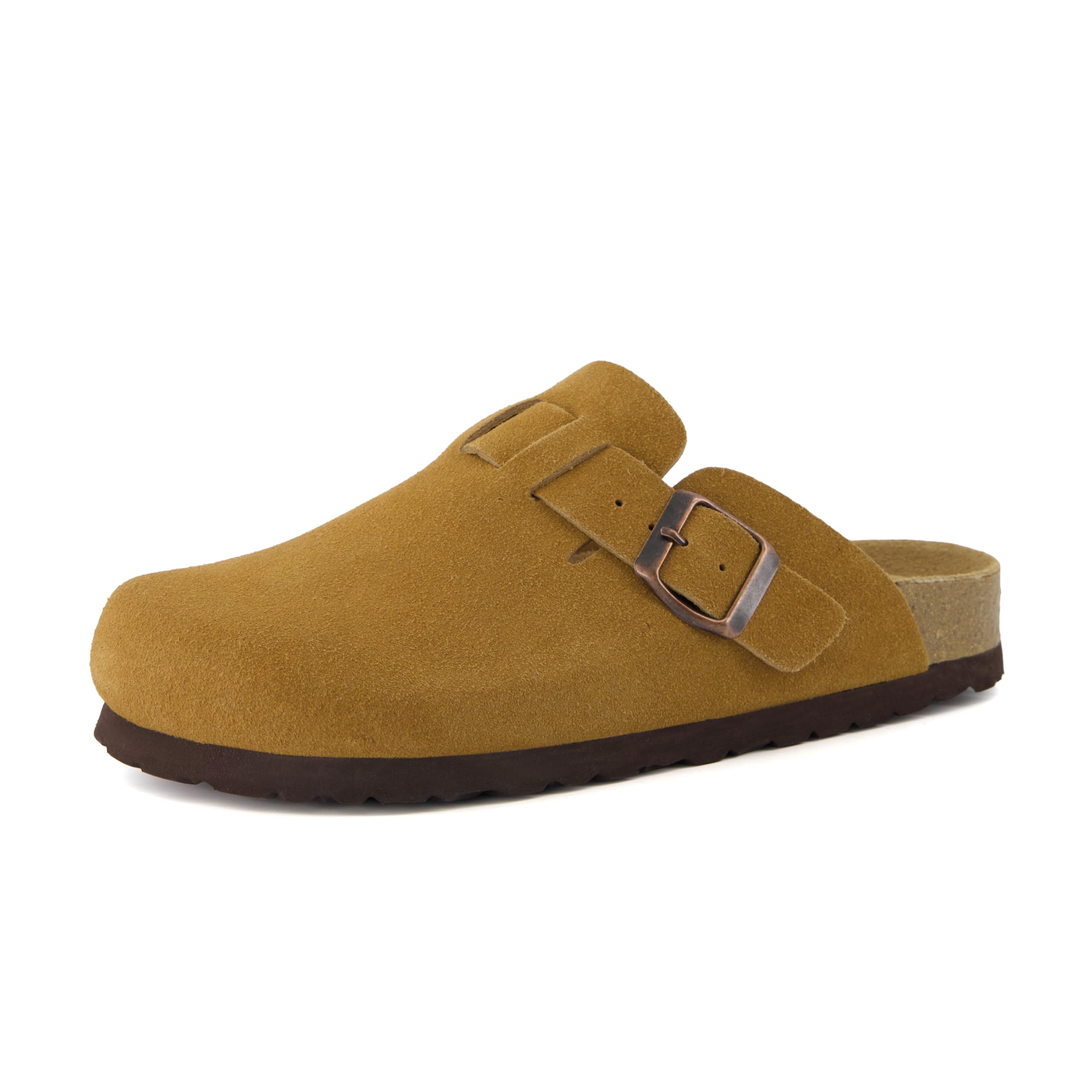 CUSHIONAIRE Hana - Genuine Leather Suede Classic Clog Womens Shoes - Slip On Mule Comfortable Shoes for Women, CAMEL 11