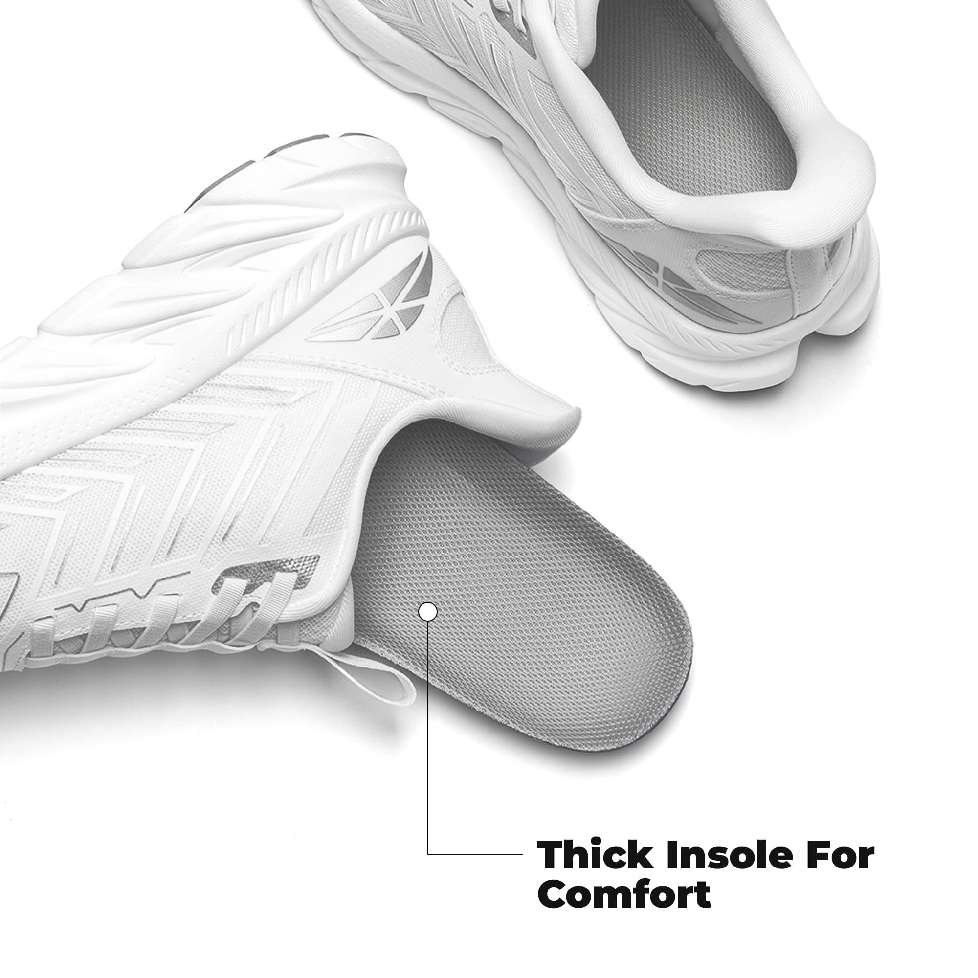 ALLSWIFIT Women's Slip On Walking Shoes Running Comfortable Tennis Breathable Non Slip Athletic Gym Workout Cross Training Fashion Sneakers,Size 8,White,SARR034W