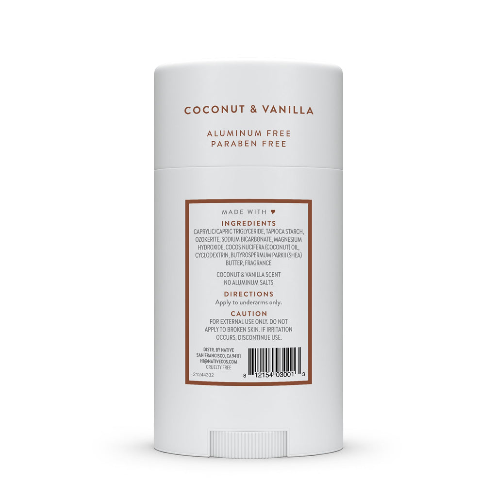 Native Deodorant Contains Naturally Derived Ingredients, 72 Hour Odor Control, Deodorant for Women and Men, Aluminum Free, Coconut & Vanilla 2.65oz